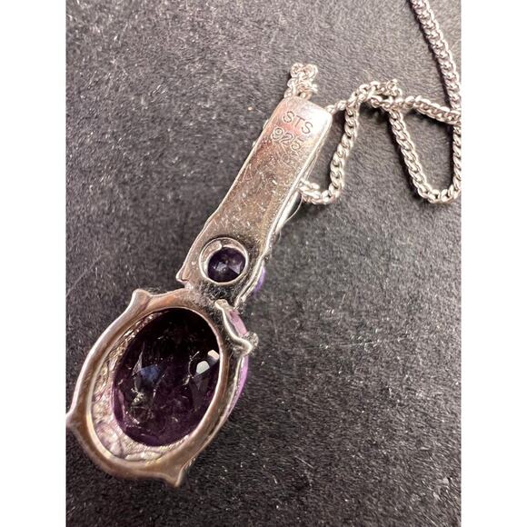 Purple fluorite multi stone sterling silver pendant with 20 inch chain - Picture 7 of 16